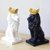 Fiberglass Black Lion Statue With Gold Crown For Sale - Image 4