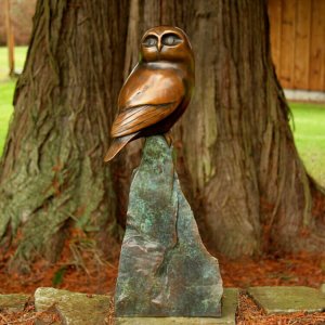 Bronze Owl Garden Sculpture For Sale