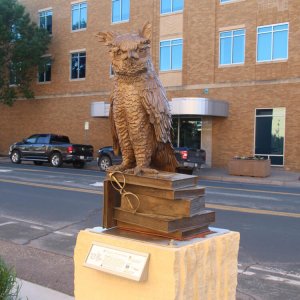 Bronze Owl On Books Statue For Sale