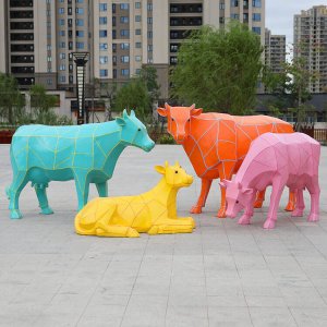 Outdoor Fibreglass Painted Cow Statue
