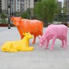 Outdoor Fibreglass Painted Cow Art Statues - Image 3