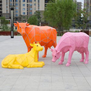 Fibreglass Life Size Cow Art Sculpture