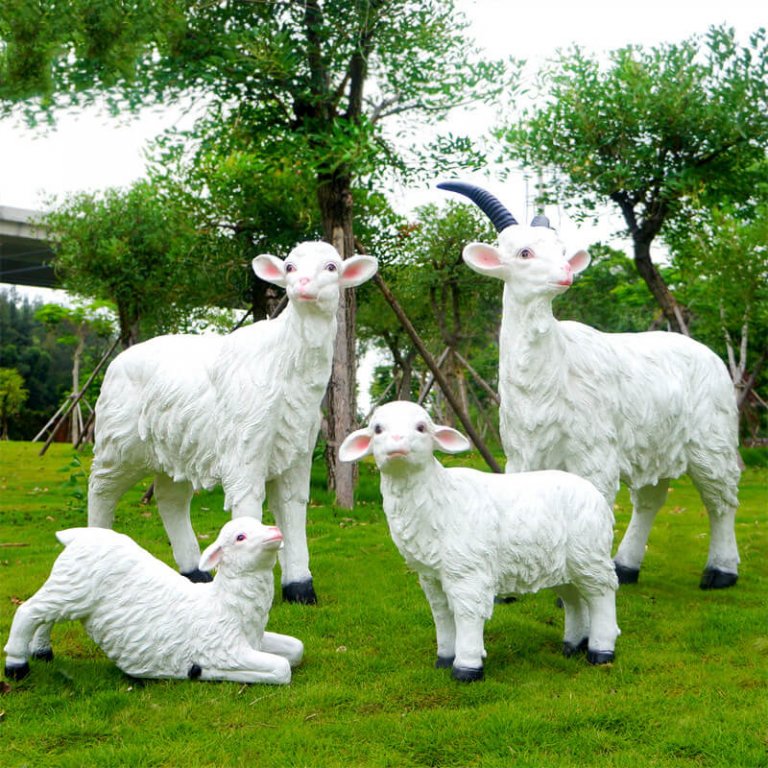 Fiberglass Grazing Sheep Lawn Statue For Sale SevenTreeSculpture