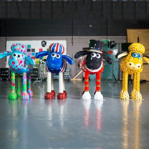 Modern Fiberglass Life Size Sheep Sculpture For Sale