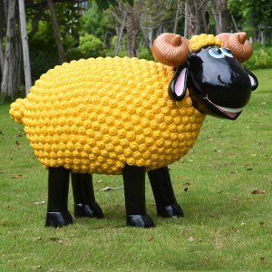 Hot Sale Fiberglass Sheep Yard Statues