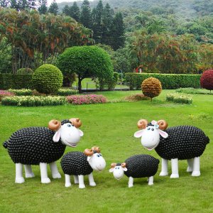 Hot Sale Fiberglass Sheep Statuary For Garden