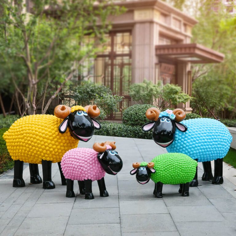 Hot Sale Fiberglass Statue Of Sheep Sculpture SevenTreeSculpture