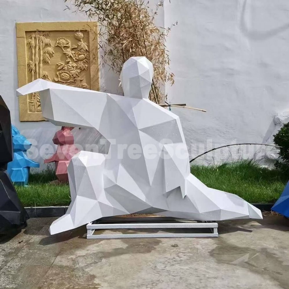 Red Fiberglass Tai Chi Statue For Sale - Image 3
