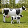 Fiberglass Cow Feeding Calf Statue For Sale - Image 3