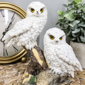 Resin White Owl Sculpture For Sale