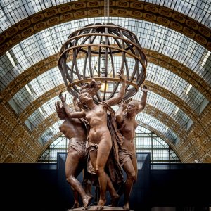 Greek Atlas Bronze Sculpture Man Holding Earth For Sale