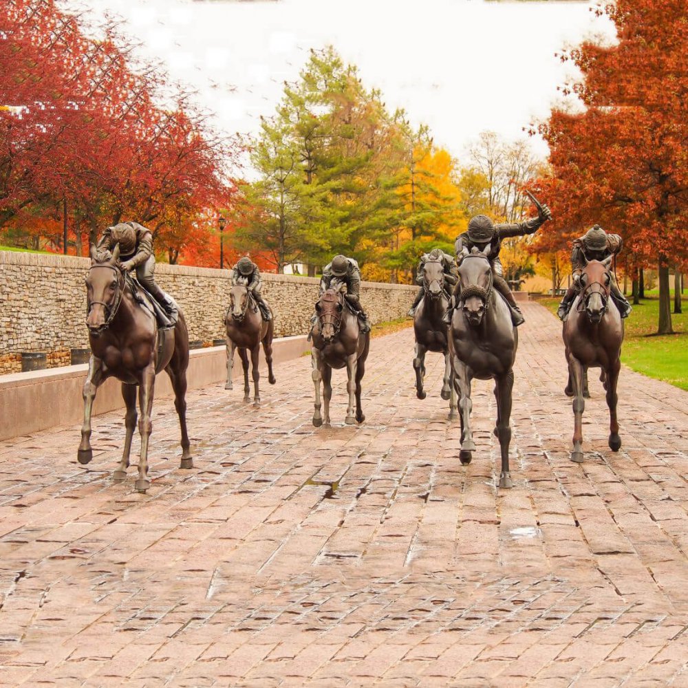 Outdoor Bronze Horse Racing Sculptures For Sale - Image 4