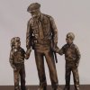 Bronze Military Police Officers Sculpture With Child Memorial Statue For Sale - Image 2