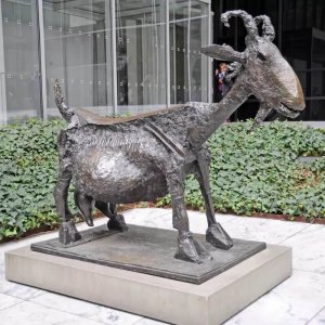 Life Size Animal Bronze Sculpture She Goat  For Sale