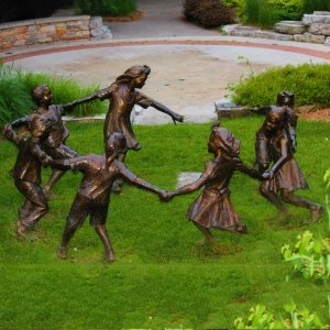 Garden Playing Children Statue Bronze Kids Sculpture For Sale