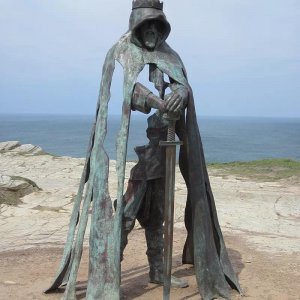 King Arthur Bronze Sword With Warrior Statue For Sale