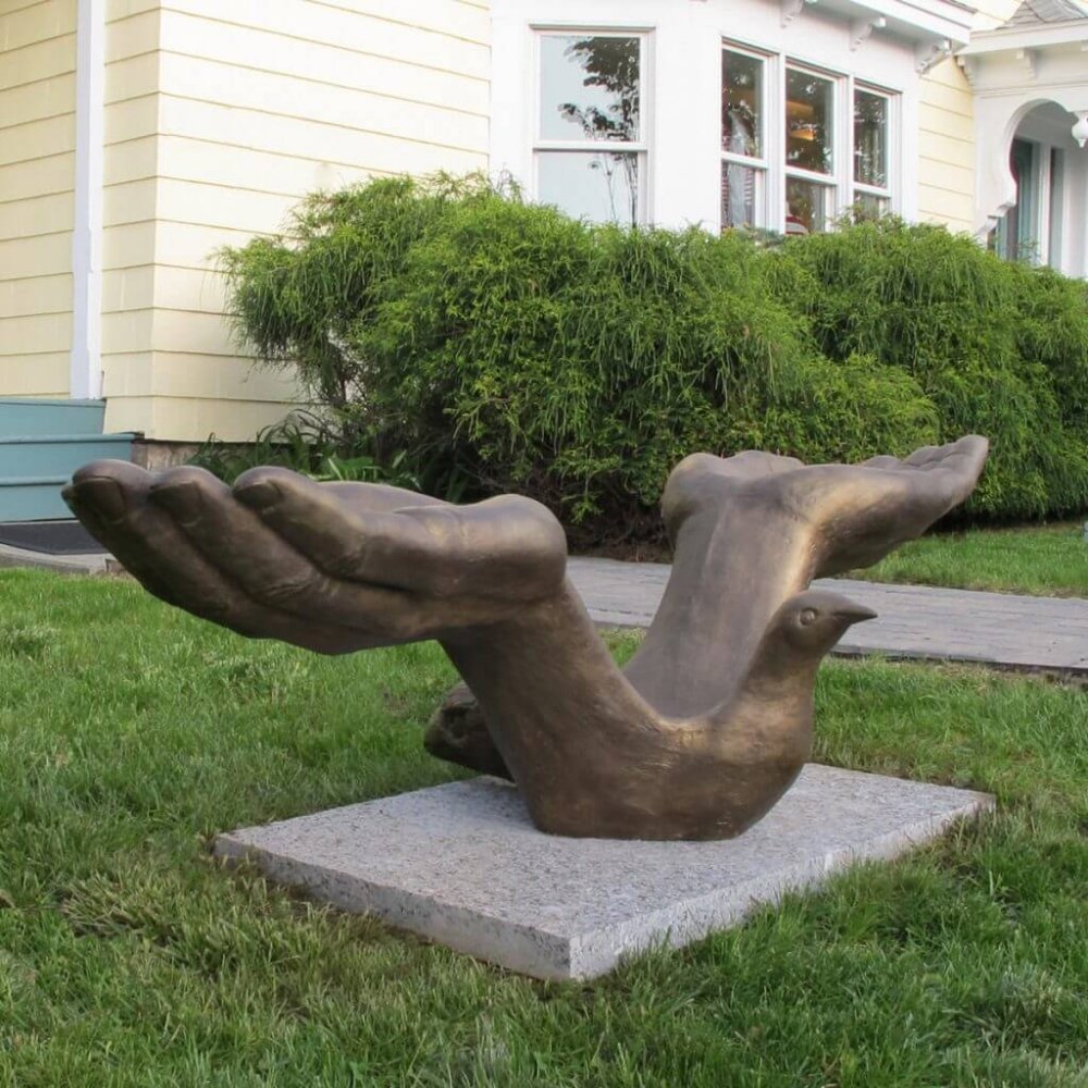 Famous Bronze Peace Offering Hand Sculpture For Sale - Image 2