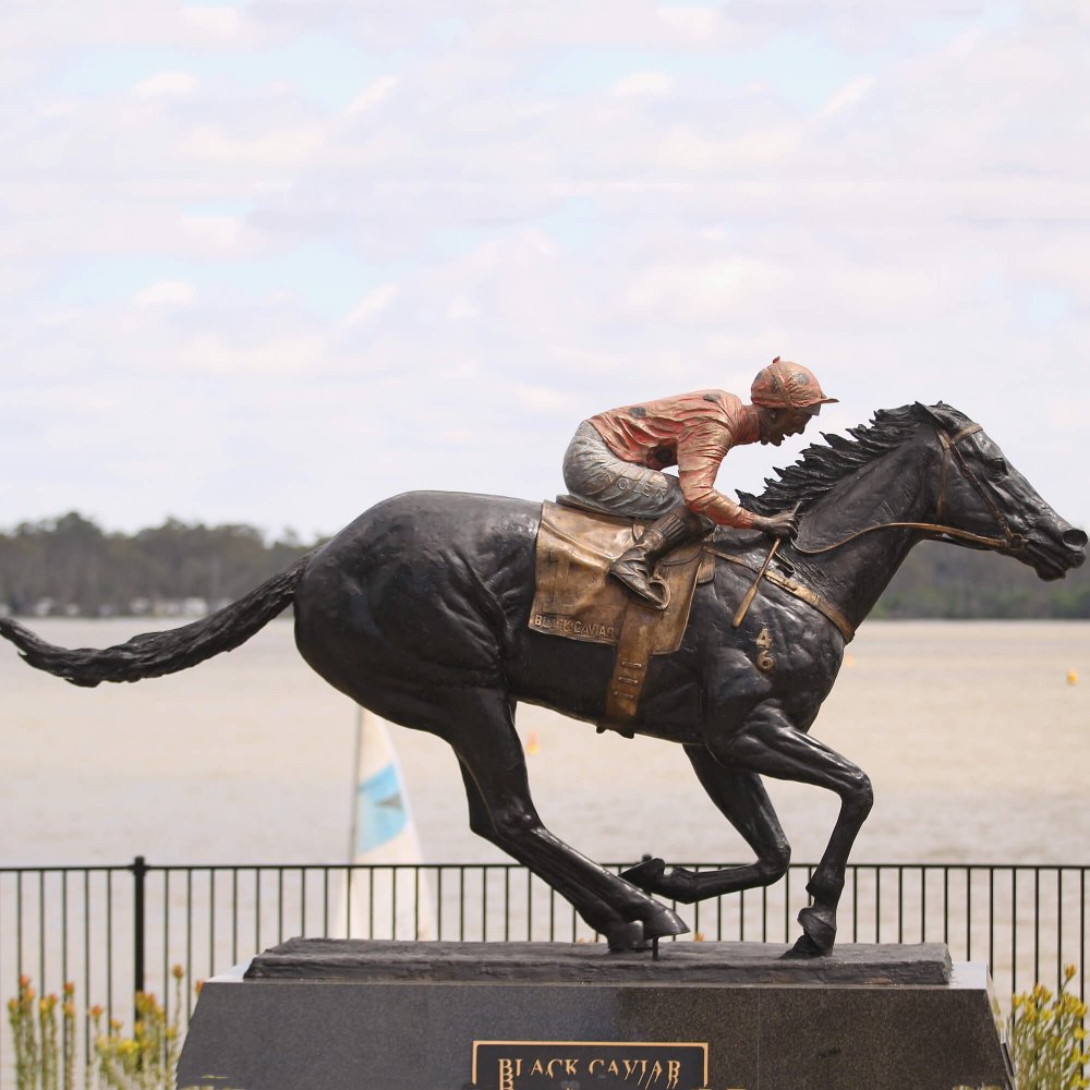 Outdoor Bronze Horse Racing Sculptures For Sale - Image 3