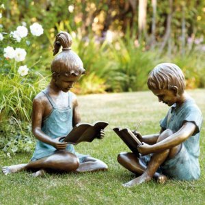 Garden Story Reader And Writer Statues Bronze Figure Statue For Sale