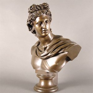 Greek Bronze Apollo Bust Statue For Sale