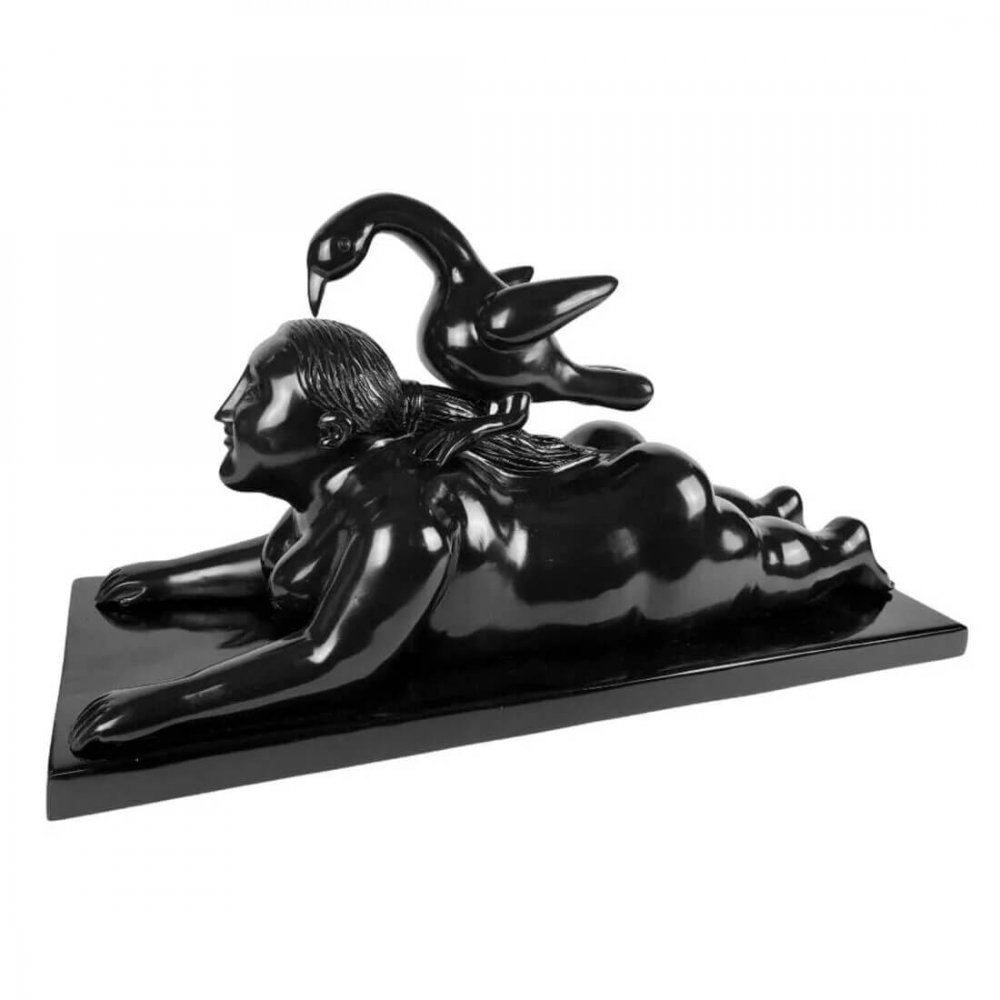 Bronze Leda And The Swan Botero Sculpture For Sale - Image 3