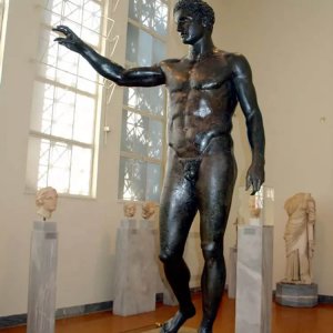 Life Size Man Bronze Greek Statue Antikythera Ephebe For Sale