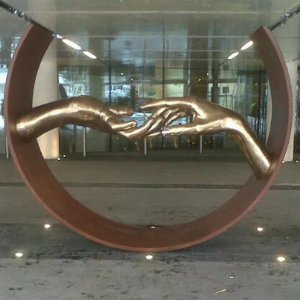 Lorenzo Quinn Finding Love Bronze Sculpture Touching Hands For Sale