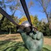 Bronze Big Hand Holding Slingshot Metal Sculpture For Sale - Image 4