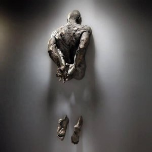 Wall Hanging Matteo Pugliese Bronze Man Sculpture For Sale
