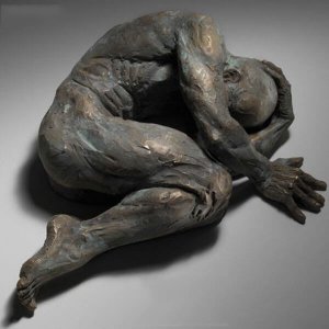 Bronze 3d Man Abstract Wall Statue For Sale