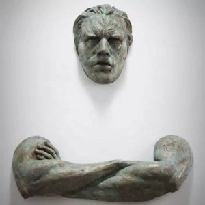 Modern Famous Bronze Matteo Pugliese 3d Man Wall Sculpture For Sale