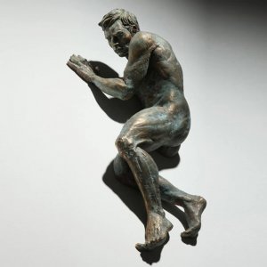Bronze Mounted Wall 3D Man Sculpture For Sale