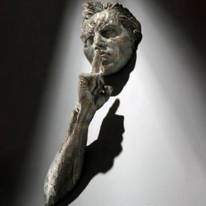 Matteo Pugliese SculptureBronze Man Hush For Sale