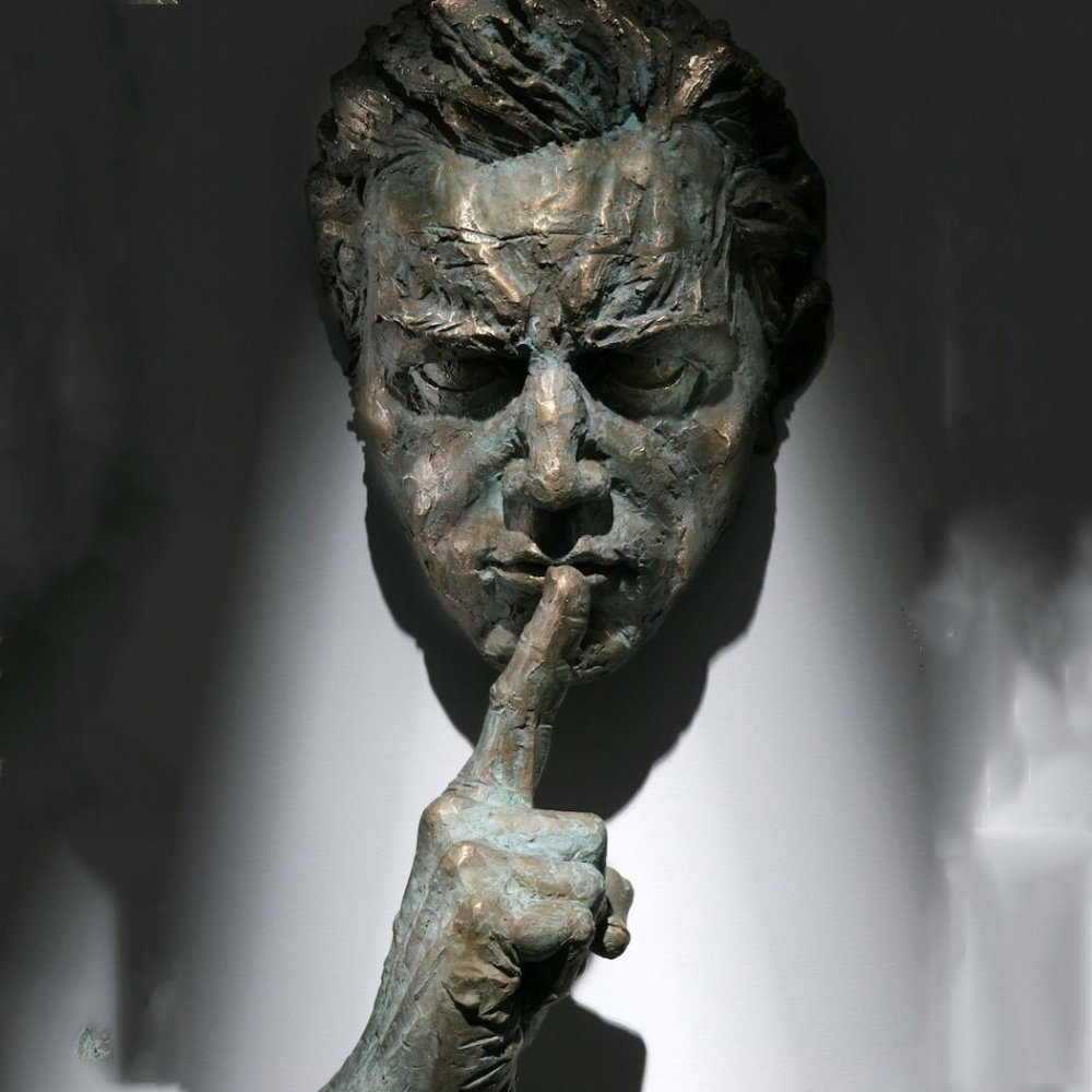 Matteo Pugliese SculptureBronze Man Hush For Sale - Image 2