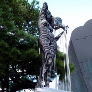 Metal Slice Stainless Steel Women Sculpture For Sale