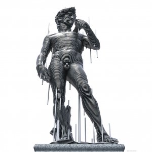 Metal Sliced Stainless Steel David Sculpture For Sale