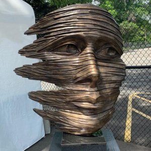 Garden Bronze Abstract Face Sculpture For Sale