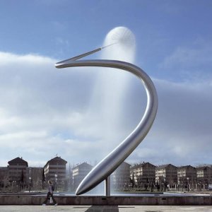 Polished Stainless Steel Water Fountain Garden Sculpture For Sale