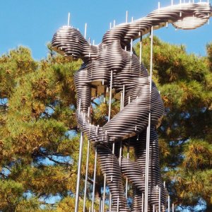 Sliced Stainless Steel Discobolus Sculpture For Sale