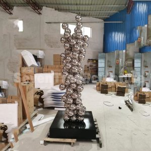 Mirror Stainless Steel Rolling Ball Sculpture For Sale