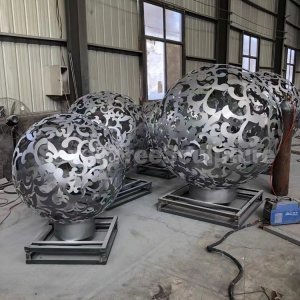 Stainless Steel Hollow Sphere Sculpture For Sale