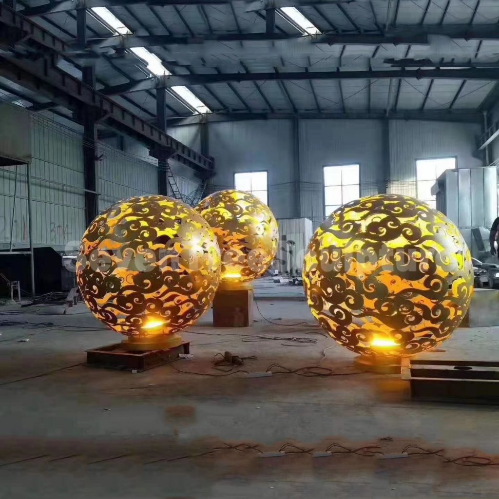 Stainless Steel Sphere Metal Ball Sculpture For Sale SevenTreeSculpture