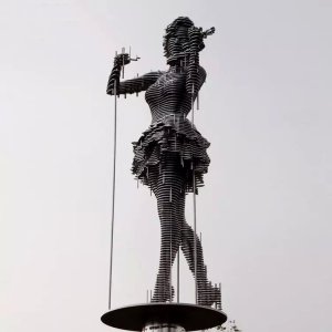 Sliced Stainless Steel Musician Sculpture For Sale