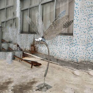 Stainless Steel Large Dragonfly Garden Sculpture For Sale