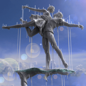 Ballerina Stainless Steel Sliced Statue For Sale