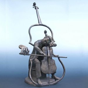 Bronze The Player And The Played Statue Musical Sculpture For Sale