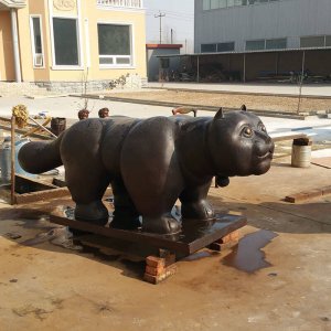 Outdoor Bronze Botero Cat Statue For Sale