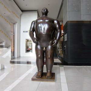 Bronze Botero Time Warner Center Adam And Eve Sculpture