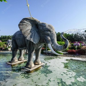 Outdoor Bronze Elephant Water Fountain For Sale