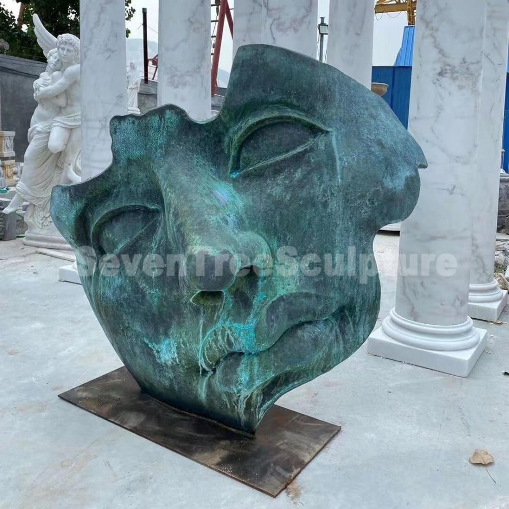 Abstract Bronze Face Sculpture For Sale - Image 2